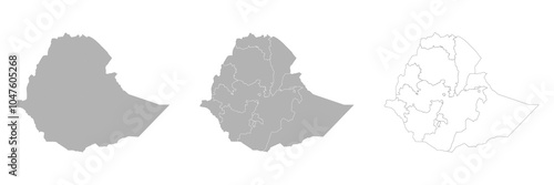 Set of ETHIOPIA Maps with Main Map and Regional maps