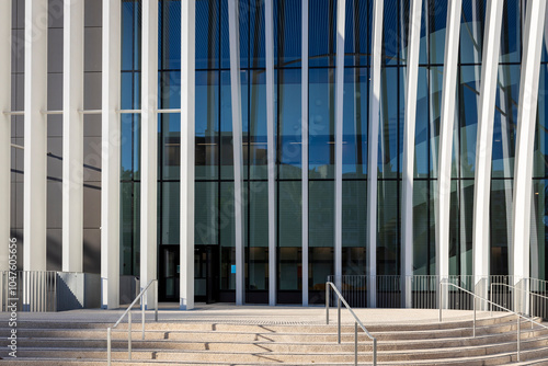 Tel Aviv, Israel - October 7, 2024: Facade of  the Roman Abramovich Nanoscience and Nanotechnology building. Tel Aviv University campus. Reflection photo