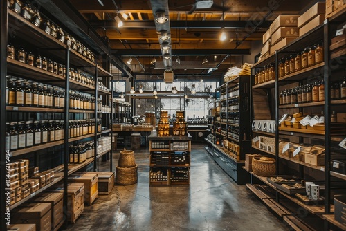 Industrial Warehouse Interior with Organized Shelves