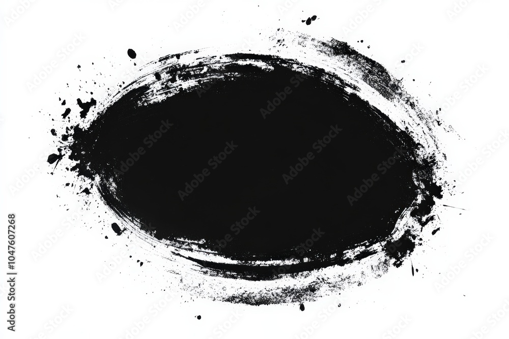 Grunge Oval Shape for Marking and Design with Black Ink Paint Circle Grunge Oval Shape for Marking and Design with Black Ink Paint Circle