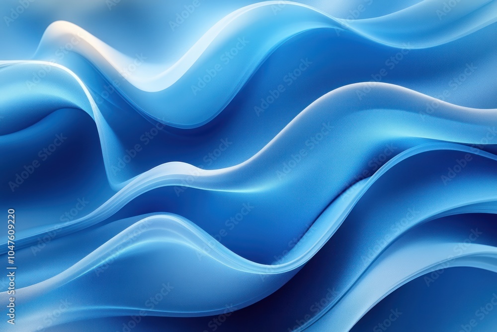 Obraz premium Abstract Blue Wavy Pattern with Subtle Light Effects