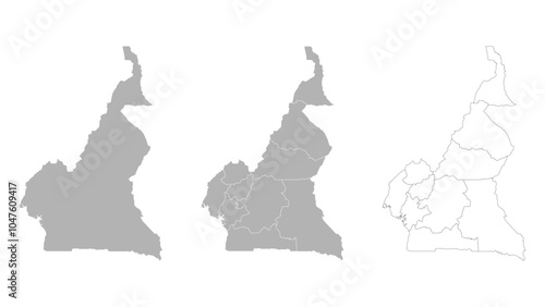 Set of CAMEROON Maps with Main Map and Regional maps photo