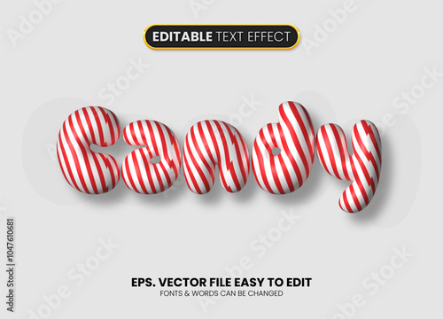 Obraz na plátně Candy text style, 3D inflated editable text effect