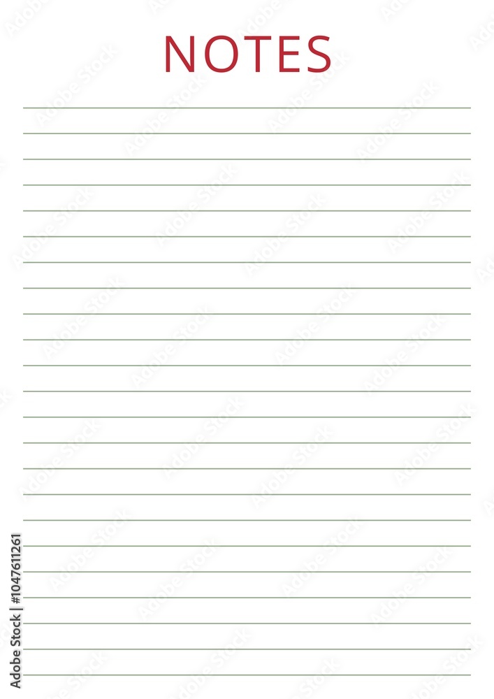 White striped sheet, notes in red. minimalism, blank. White striped sheet, notes in red. minimalism, blank.
