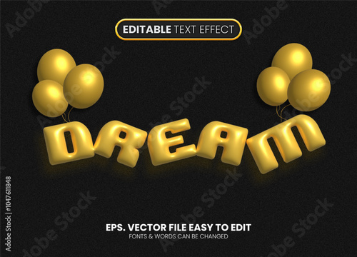 Dream, 3D inflated editable text effect