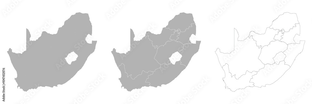 Obraz premium Set of SOUTH AFRICA Maps with Main Map and Regional maps