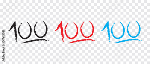 100 hundred emoticon emoji icon set, point text vector icon for sticker and discount offer.