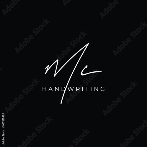 letter MC logo design handwriting signature template vector icon