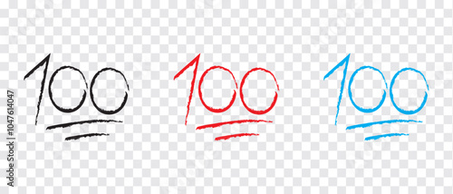 100 hundred emoticon emoji icon set, point text vector icon for sticker and discount offer.