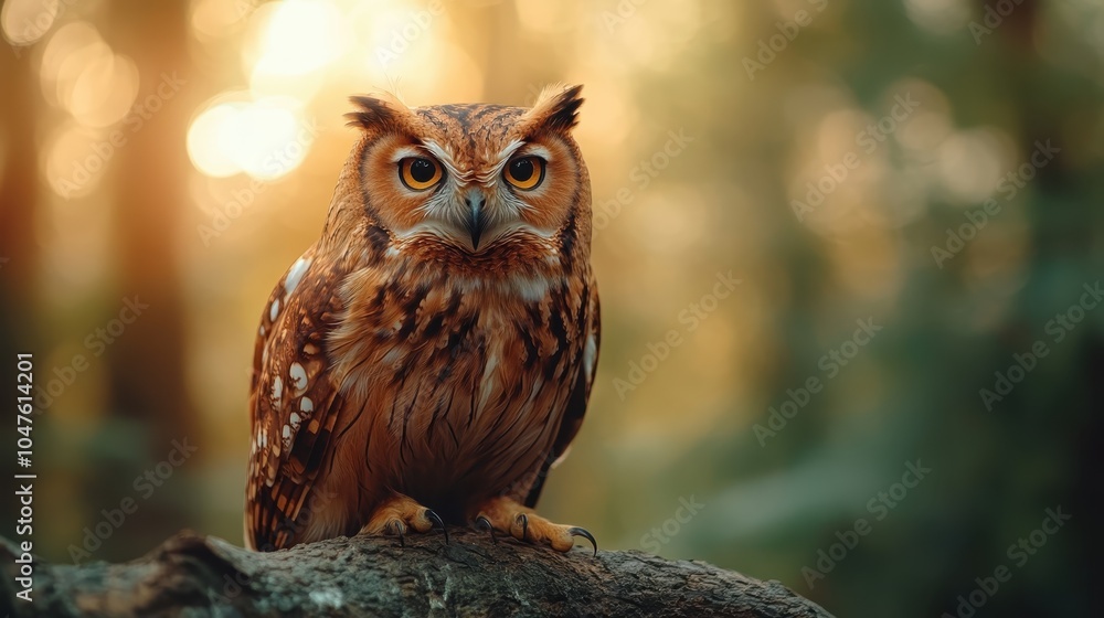 A majestic owl sits elegantly on a tree branch in a sunlit forest, its piercing eyes capturing the essence of wisdom and mystery in nature's embrace. A majestic owl sits elegantly on a tree branch in a sunlit forest, its piercing eyes capturing the essence of wisdom and mystery in nature's embrace.