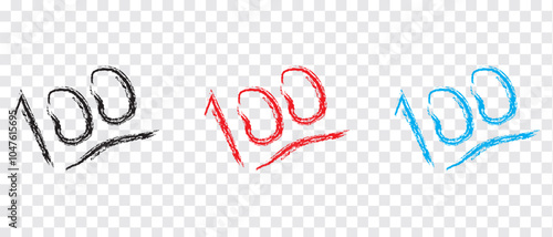 100 hundred emoticon emoji icon set, point text vector icon for sticker and discount offer.