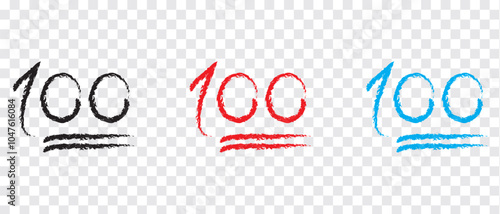 100 hundred emoticon emoji icon set, point text vector icon for sticker and discount offer.