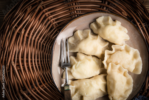 Homemade dumplings with cheese. photo