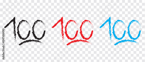100 hundred emoticon emoji icon set, point text vector icon for sticker and discount offer.