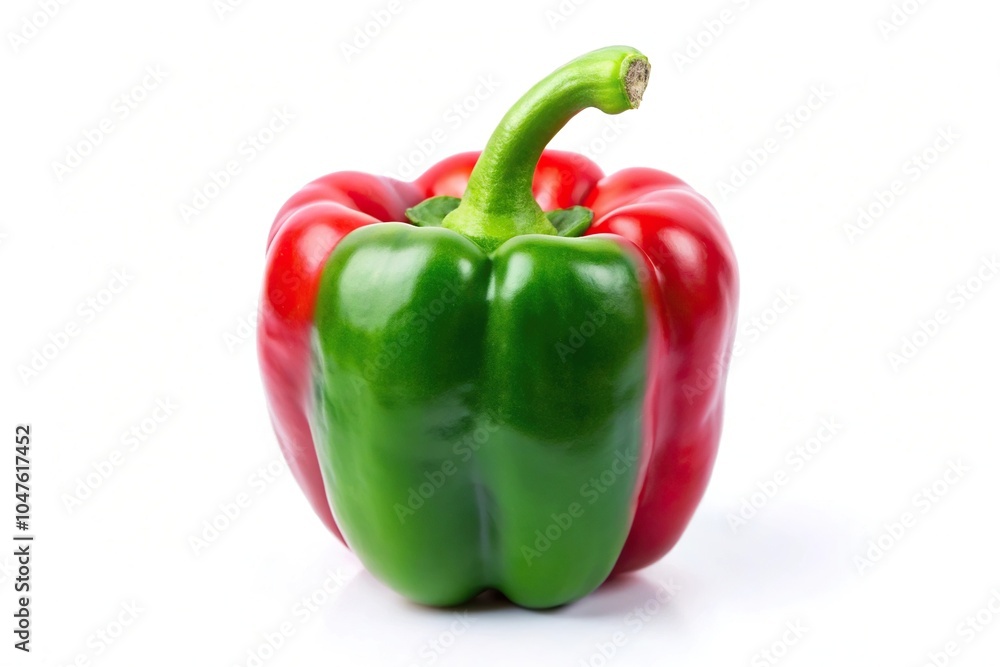 Sweet pepper red green isolated on white background with clipping path and full depth of field minimalist image Sweet pepper red green isolated on white background with clipping path and full depth of field minimalist image