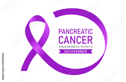 Pancreatic Cancer Awareness Purple Ribbon Graphic Design on a White Background Pancreatic Cancer Awareness Month Vector Graphic or social media post design Pancreatic Cancer Awareness  November