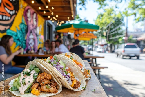 Delicious Tacos on a Sunny Day in the City photo