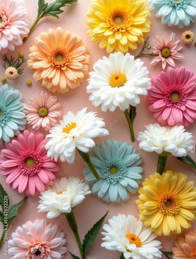 flat lay cotton flowers colourful background flat lay cotton flowers colourful background