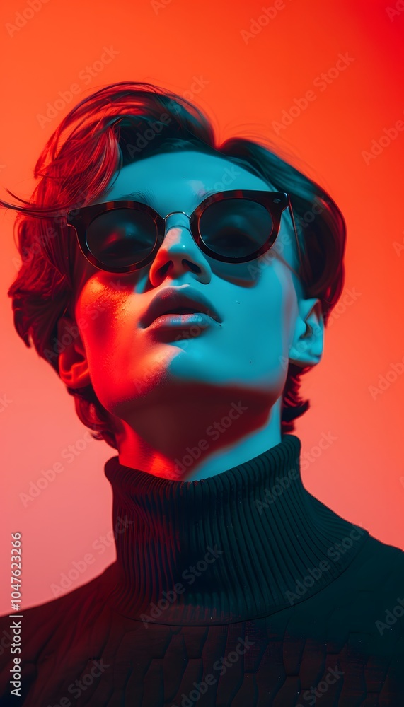 Fashion shooting man model in stylish sunglasses on minimalist background Fashion shooting man model in stylish sunglasses on minimalist background