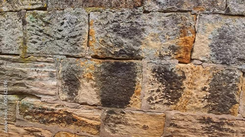 Exploring Ancient Stone Walls With Unique Textures and Colors in an Old Fortress