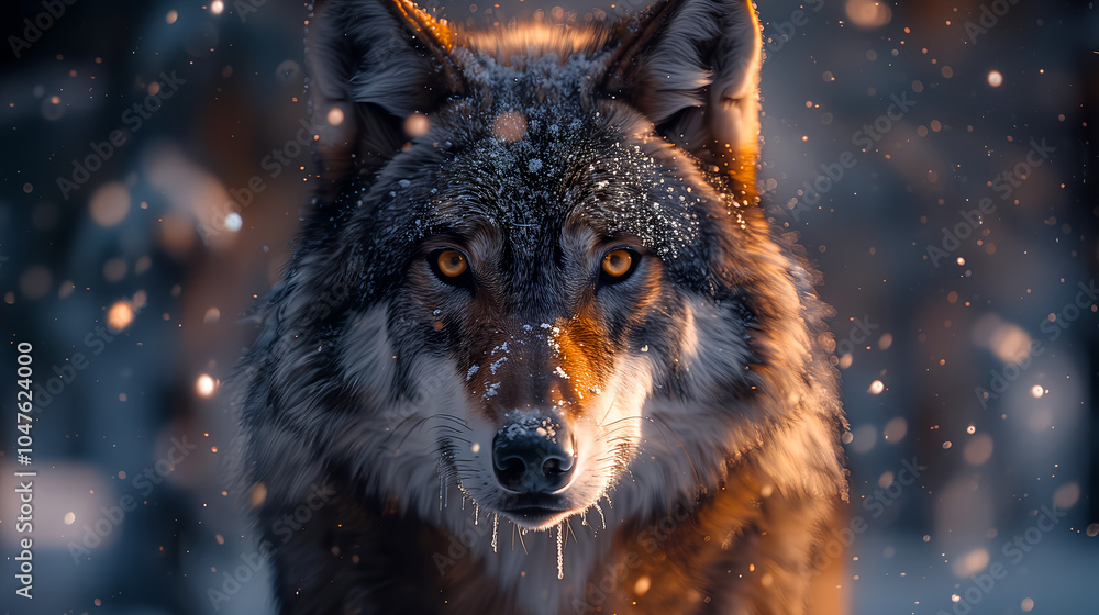 Wolf with piercing eyes in the snow Wolf with piercing eyes in the snow