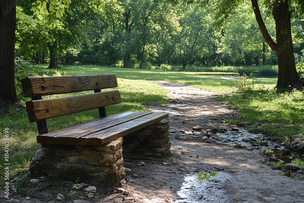 A walk in a natural park. Generative AI A walk in a natural park. Generative AI