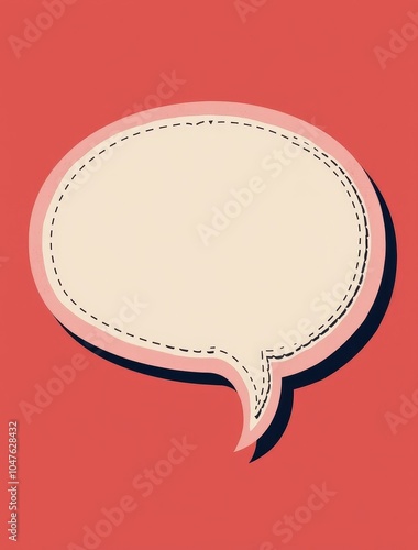 vintage blank pink speech bubble red background