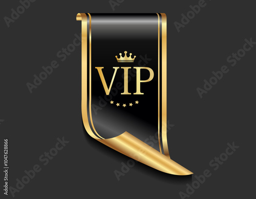 VIP premium and exclusive sign and crown isolated on black background 