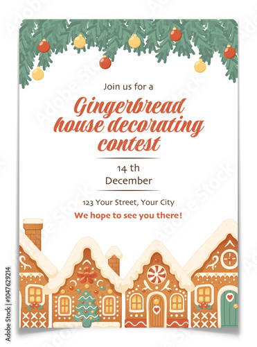 Gingerbread House Decorating Contest Invitation.