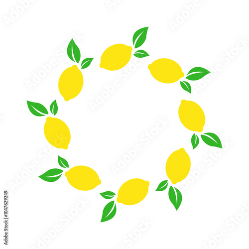 Corona circular formada por grupo de fruta de limón con hojas