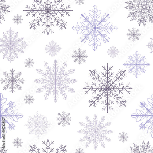 Christmas card and patterns with snowflakes and Christmas trees