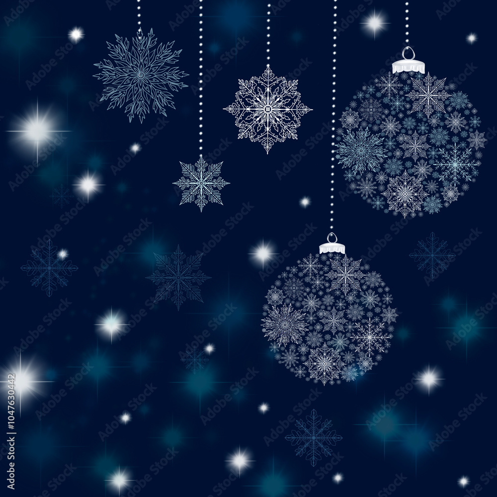 Christmas card and patterns with snowflakes and Christmas trees Christmas card and patterns with snowflakes and Christmas trees