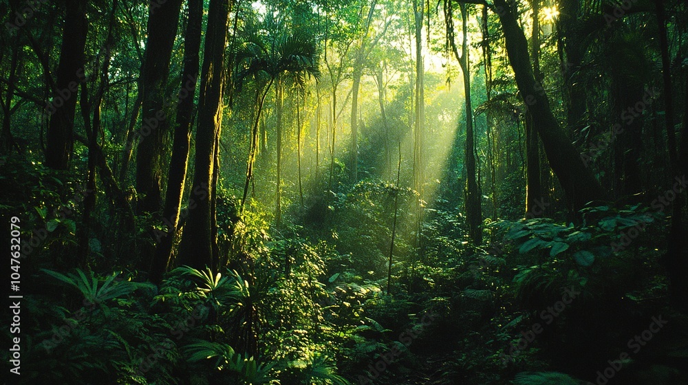 Obraz premium A dense, ancient forest where preservation efforts are underway to protect it from logging and development.