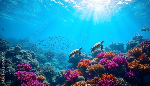 Wallpaper Mural Tropical Marine Paradise: Underwater Reef Ecosystem and Sea Life. Torontodigital.ca