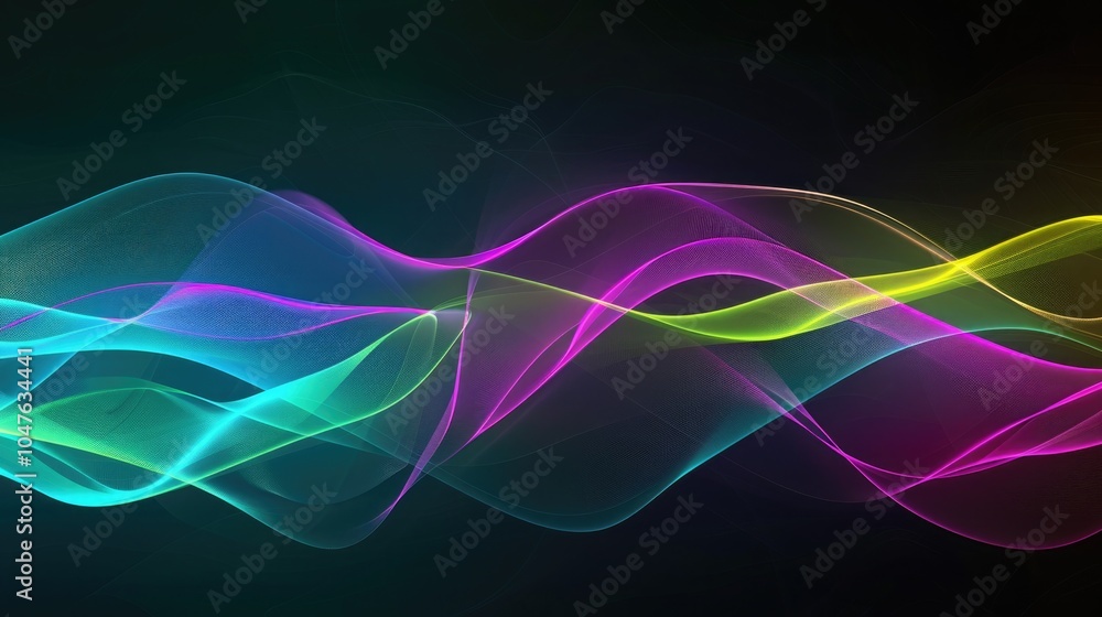 Abstract neon waves on a dark background Abstract neon waves on a dark background