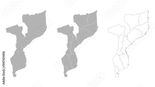 Set of MOZAMBIQUE Maps with Main Map and Regional maps