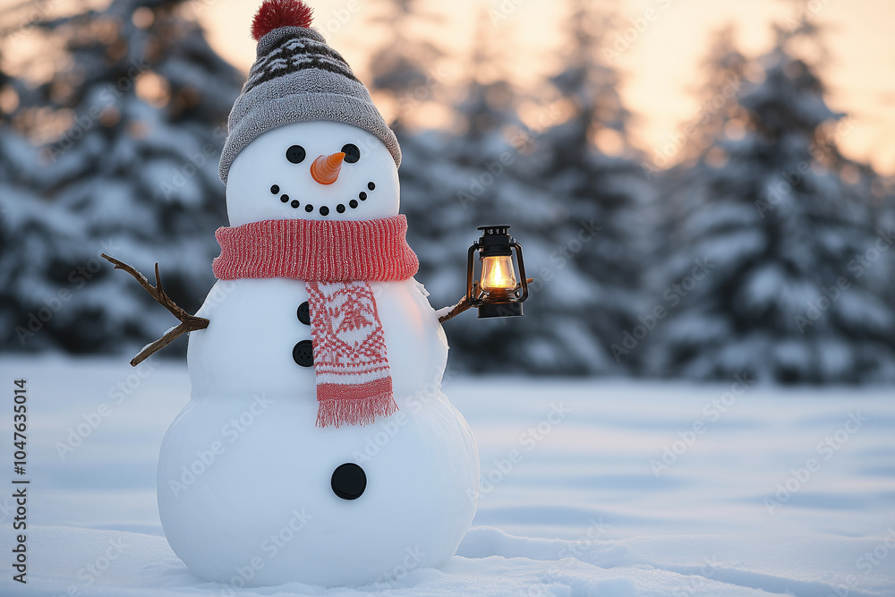 Obraz premium The Charming Snowman. Generative AI