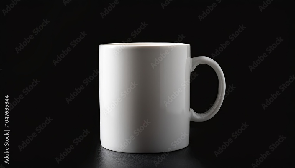 Obraz premium White cup on black background