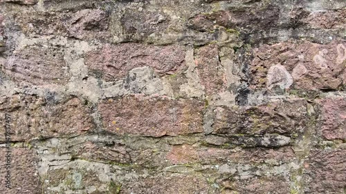 Exploring the Texture and Colors of an Ancient Stone Wall in Scotland