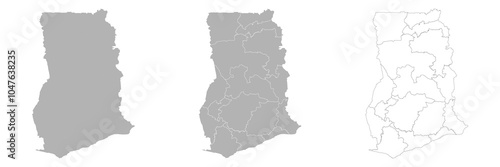 Set of GHANA Maps with Main Map and Regional maps