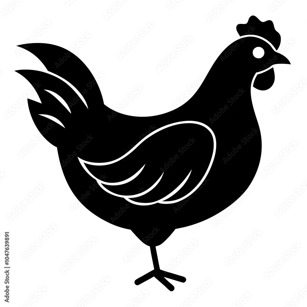 Simple hen silhouette vector logo icon on white background Simple hen silhouette vector logo icon on white background