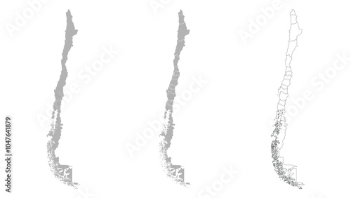 Set of CHILE Maps with Main Map and Regional maps photo