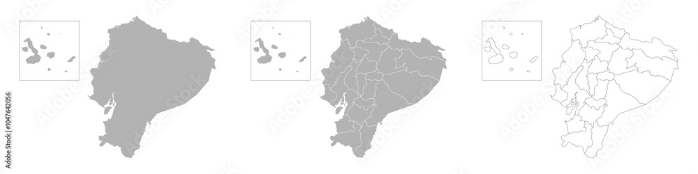Fototapeta premium Set of ECUADOR Maps with Main Map and Regional maps