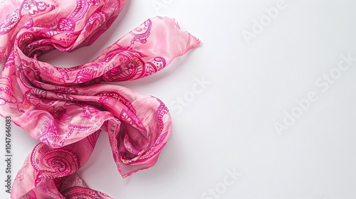 Wallpaper Mural Fuchsia Pink Sheer Fabric with Paisley Pattern on White Background, Perfect for Fashion, Crafting, and Textile Decor with Copy Space for Branding or Product Information

 Torontodigital.ca