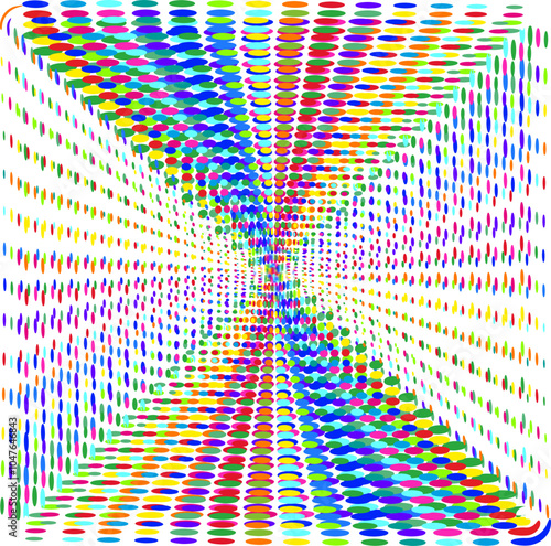 abstract background with a rainbow of lines and dots
