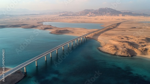 Linking the Farasan Islands: Aerial View of the Bridge Connecting Saudi Arabia in the Middle East photo