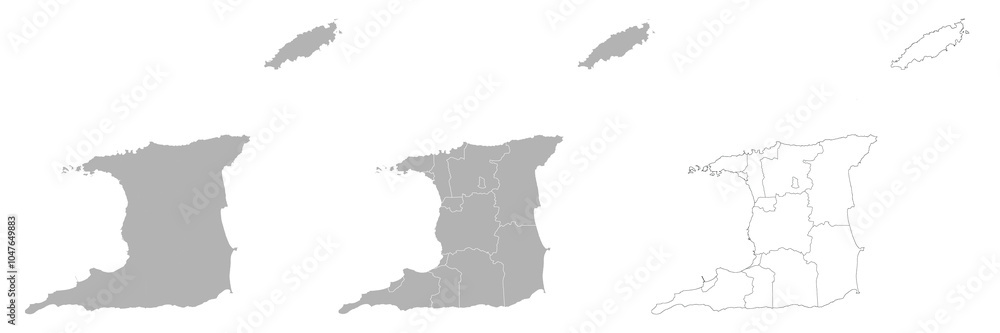 Obraz premium Set of TRINIDAD Maps with Main Map and Regional maps