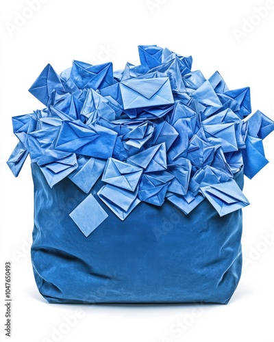 Mail Bag Overflowing with Blue Envelopes and Letters in Abundance