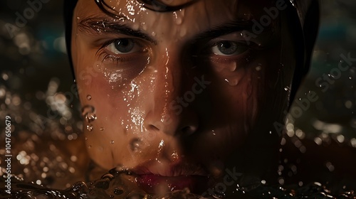 Swimmer exudes focus and intensity in a moody portrait