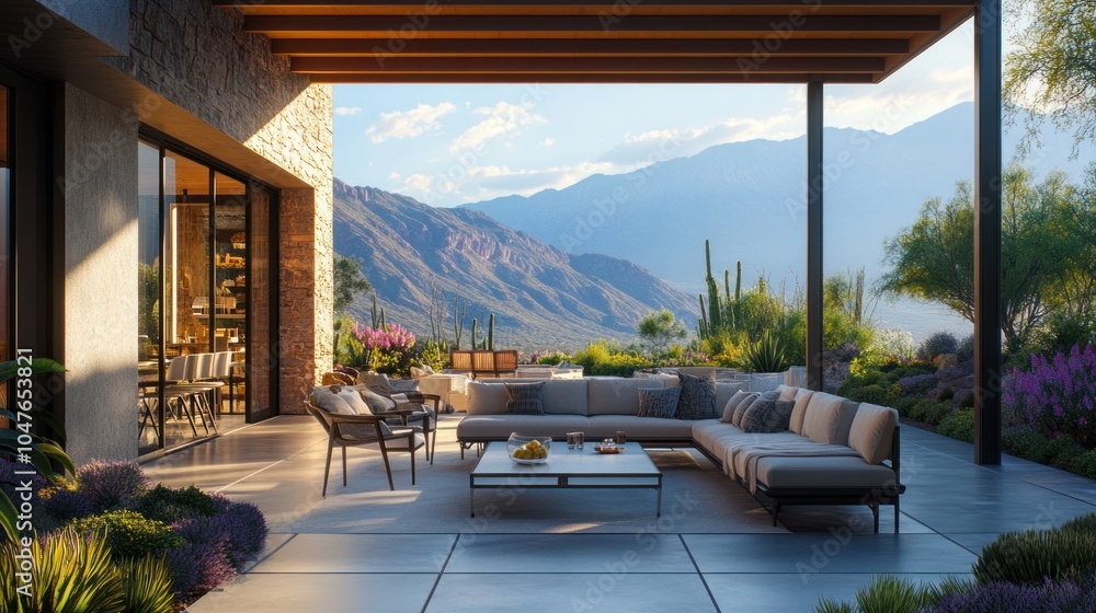 Obraz premium Modern Patio with Mountain View